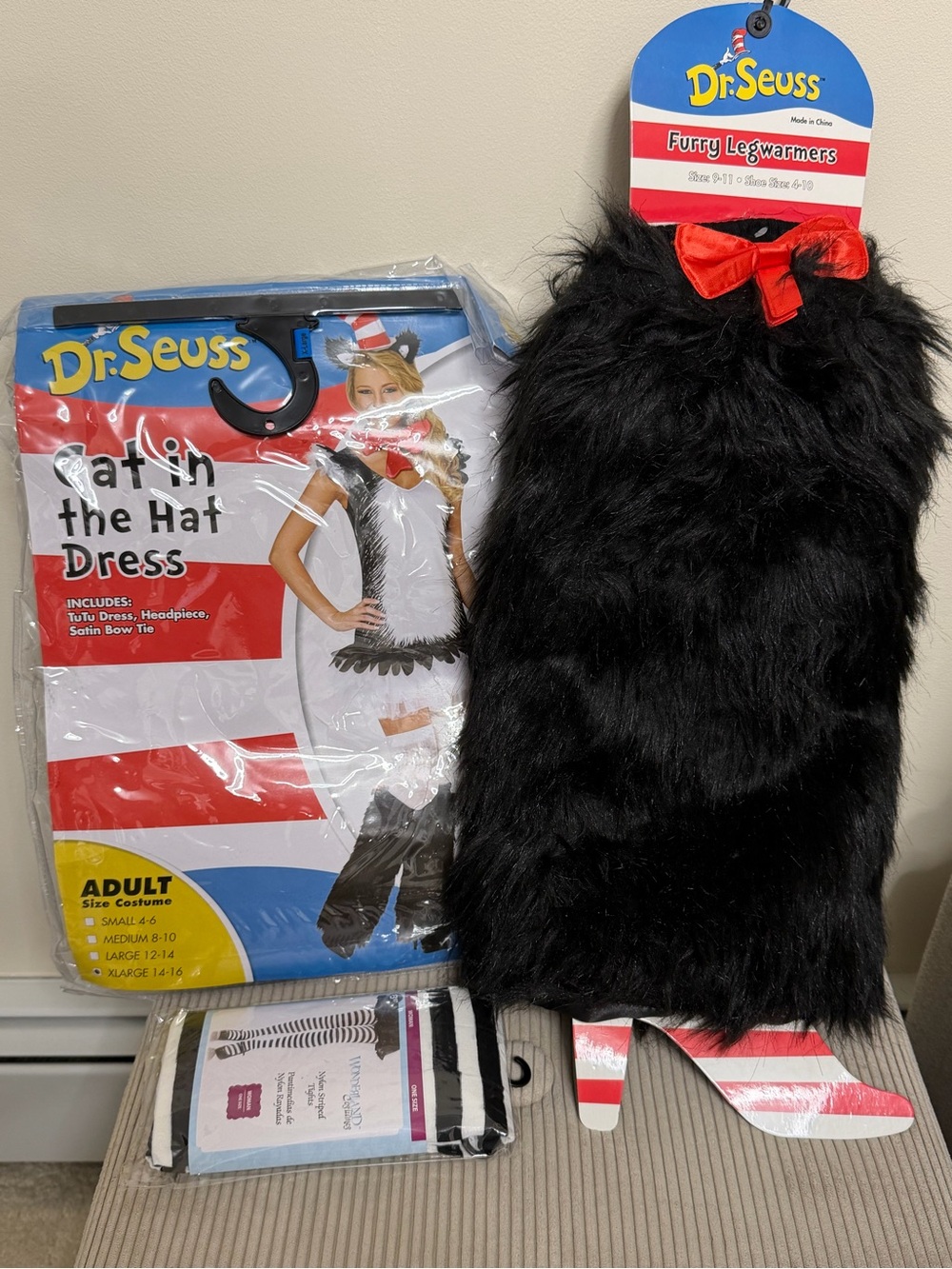 NWT 3-for-1 Women’s Cat in the Hat Dress Costume with Accessories included!